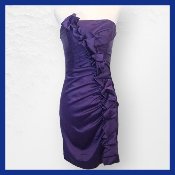 Gunne Sax 2 Strapless mini dress purple size 5 - Picture 1 of 8